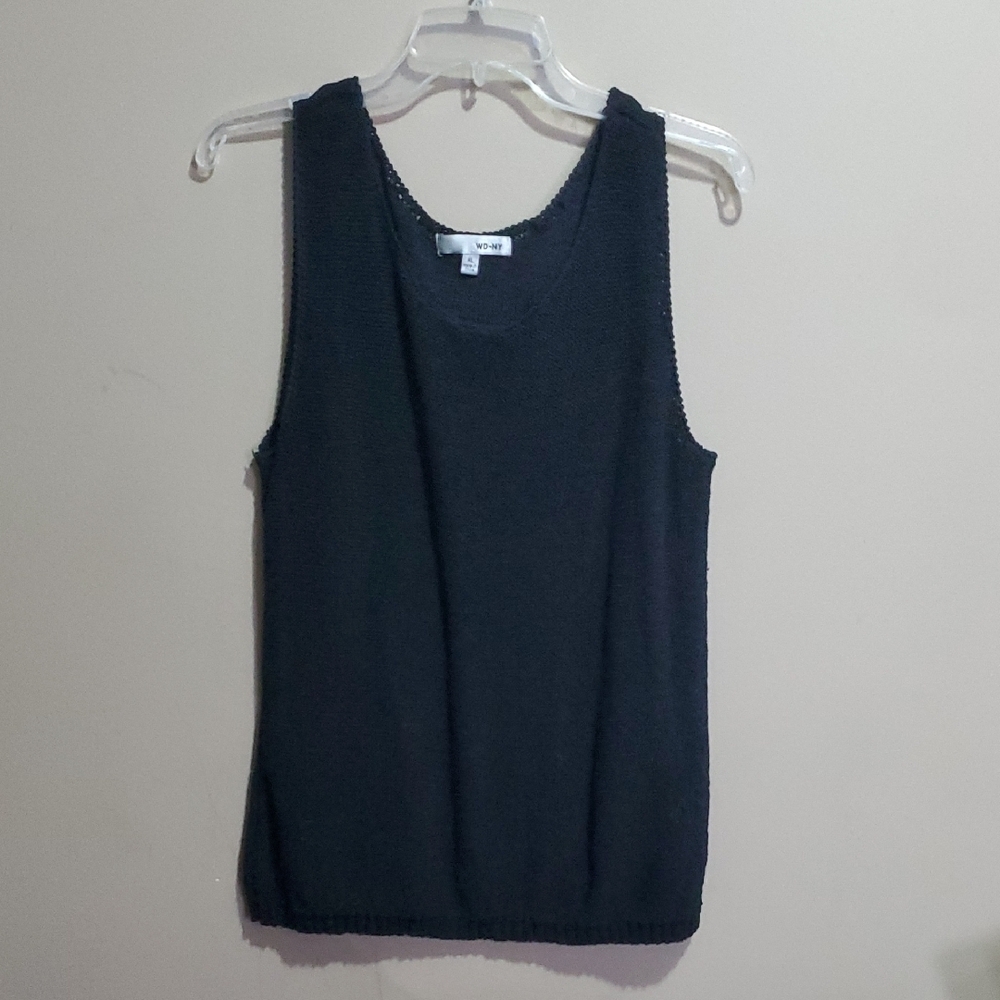 WD.NY Black Sleeveless Knit Top Size Xl